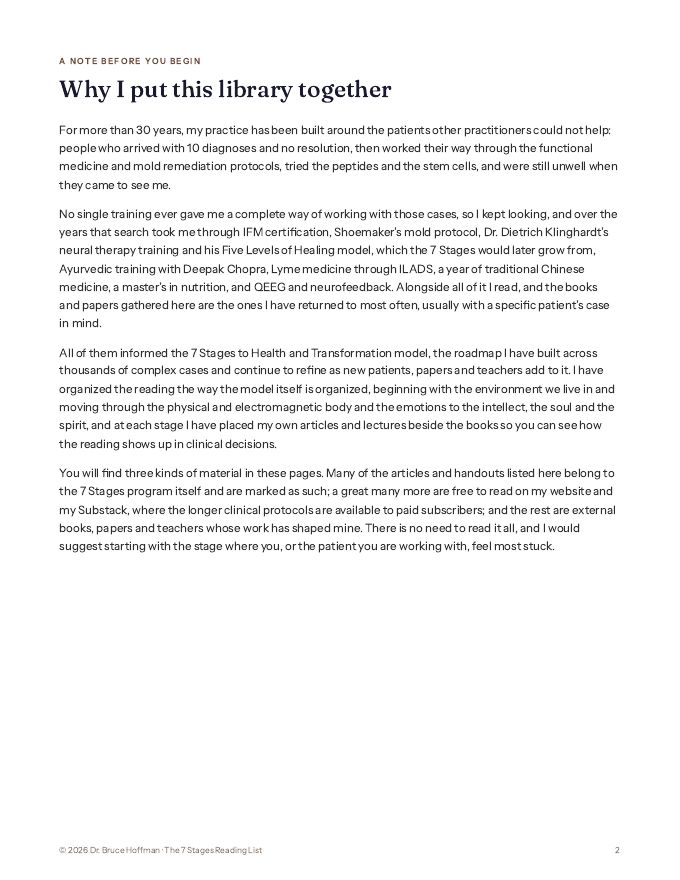 A note from Dr. Hoffman on how to use the list